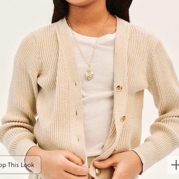 J crew Girls' cropped V-neck cardigan sweater with Lurex® metallic threads - Picture 5 of 7